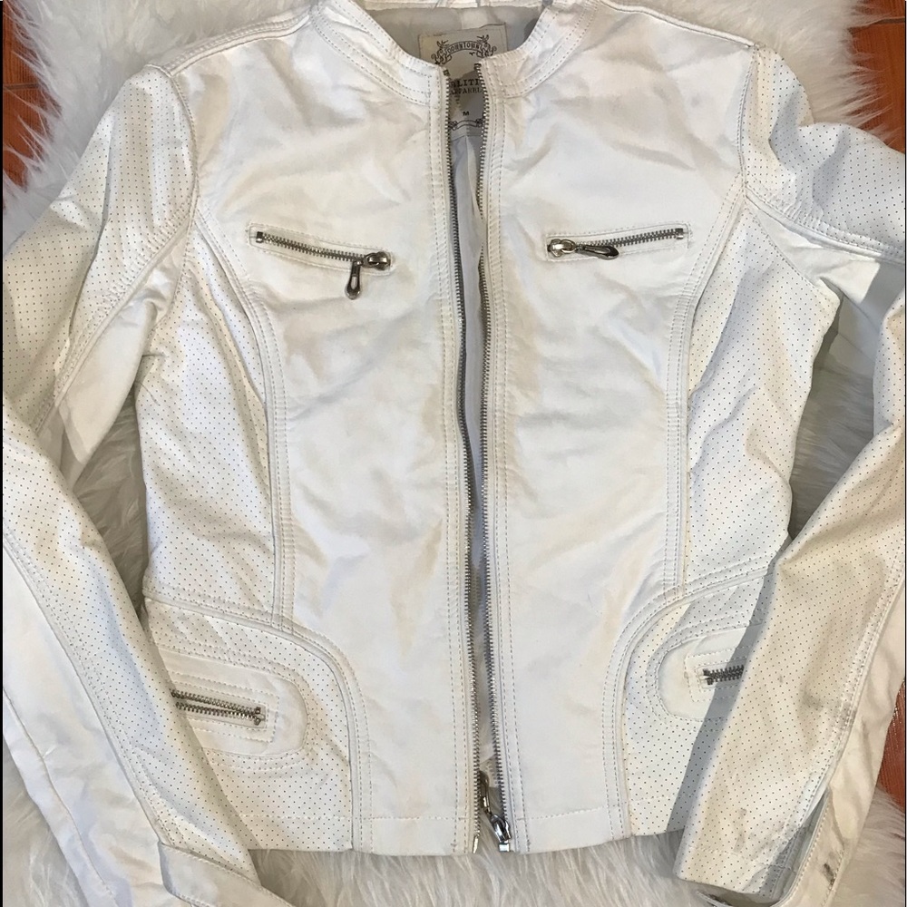 White Faux Leather Jacket